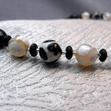 black white semi-precious tibetan agate beads