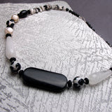 handmade black white semi-precious stone necklace uk