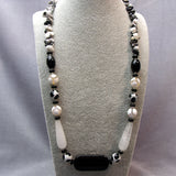 handmade semi-precious bead necklace black white