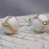 handmade white agate semi-precious stone earrings unique design