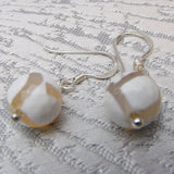 handcrafted semi-precious earrings white semi-precious agate beads