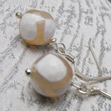 white semi-precious beaded earrings handmade uk