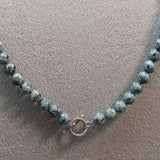 Long Semi-Precious Stone Statement Necklace, Chunky Handmade Necklace A33
