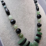 semi-precious beads chunky green aventurine, chunky black onyx