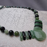 unique handmade black green semi-precious necklace