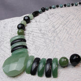 handcrafted green aventurine black onyx semi-precious stone necklace