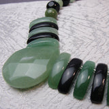 green aventurine chunky necklace with black onyx