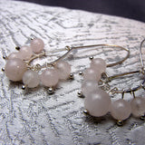 long drop pink semi-precious earrings handmade uk