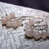 long rose quartz earrings handcrafted uk