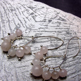 long drop pink semi-precious stone earrings uk