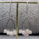 long drop earrings handmade pink semi-precious beads