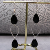 long drop black silver teardrop earring's uk