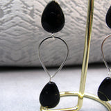 long drop black earrings