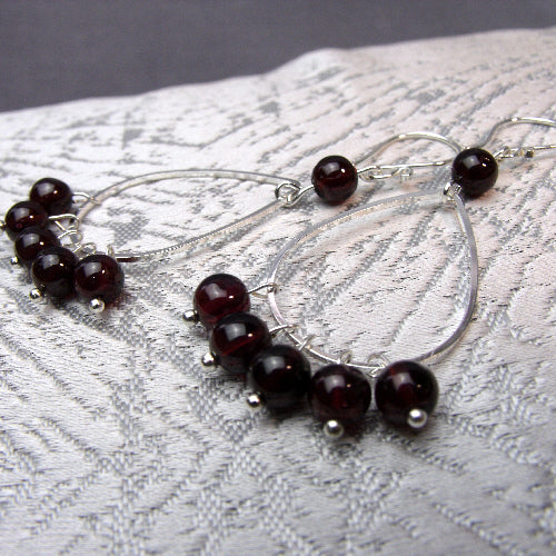 Long semi-precious teardrop statement earrings, long handmade earrings A56