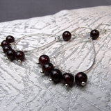 Long semi-precious teardrop statement earrings, long handmade earrings A56