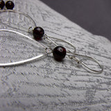 Long semi-precious teardrop statement earrings, long handmade earrings A56