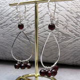 Long semi-precious teardrop statement earrings, long handmade earrings A56