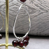 Long semi-precious teardrop statement earrings, long handmade earrings A56