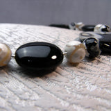 chunky black white semi-precious beads