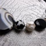 chunky black white semi-precious beads