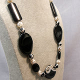 handcrafted semi-precious chunky necklace black white beads