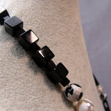 chunky necklace black bead detail