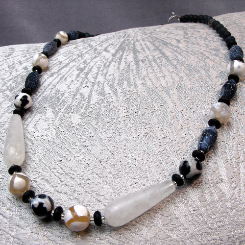 Semi-Precious Bead Necklace Handcrafted UK, unique beaded neckalce A36