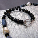 Semi-Precious Bead Necklace Handcrafted UK, unique beaded neckalce A36