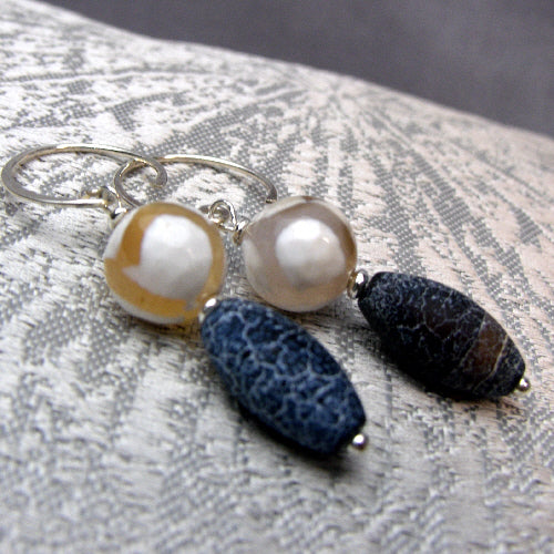 Handmade Semi-Precious Bead Earrings UK, unique handcrafted earrings A57