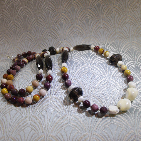 long semi-precious stone bead necklace, long beaded necklace NM30