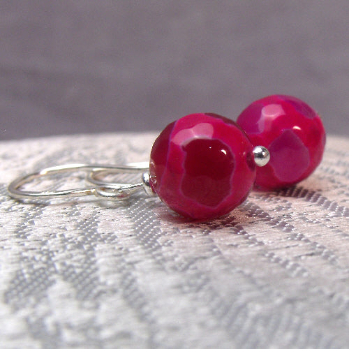 handmade semi-precious stone earrings, pink semi-precious bead earrings unique design