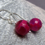short semi-precious pink beaded earrings
