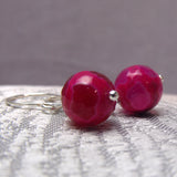 pink bead earrings short drop design