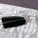 black bead earrings handmade black semi-precious beads