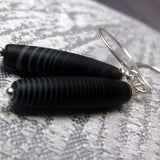 semi-precious black agate black drop earrings