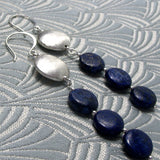 long blue semi-precious stone earrings, long semi-precious earrings blue