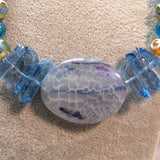 chunky blue beads short semi-precious necklace