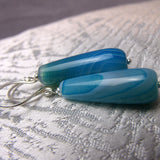 long blue semi-precious stone bead earrings