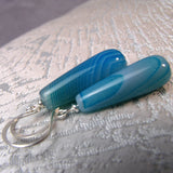 blue beaded earrings long drop design