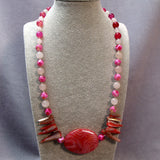 chunky handmade pink bead necklace