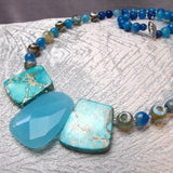 big bold blue chunky bead necklace