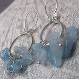 blue semi-precious bead earrings handmade aquamarine
