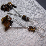 long drop tigers eye handmade earrings