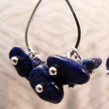 long drop blue semi-precious bead earrings