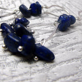long drop lapis lazuli blue bead earrings