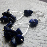 long drop blue semi-precious bead earrings handcrafted lapis lazuli