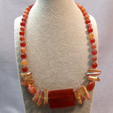stunning shorter length semi-precious stone necklace handmade carnelian beads