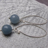 long drop grey semi-precious stone earrings handmade uk