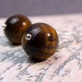 short drop tigers eye semi-precious earrings