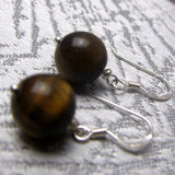 short beaded tigers eye earrings UK